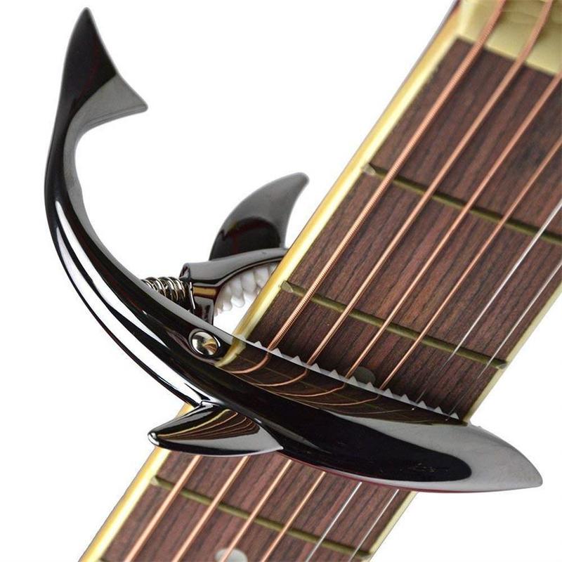 Zinc Alloy Guitar Capo With Pick Set, 7 Counts set Shark Capo For Acoustic And Electric Guitar, Music Accessories For Guitar Player, Christmas Gift