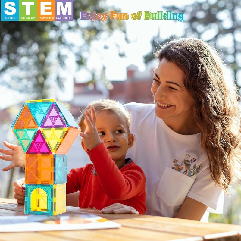 Magnetic Tiles, 96 count Magnetic 3D Building Blocks Educational Magnetic Tiles Puzzle Magnets Toys for Girls Boys Toddler Ages 3+ (NF-96 Set) (NF-96)