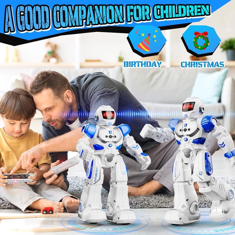 Robot Toys for Kids, Remote Control Robot with Programmble Walking & Dancing Adjustable Volume RC Gesture Sensing Smart Robot Toy for Ages 3 4 5 6 8 10 12 Boy Girl Ideal Blue