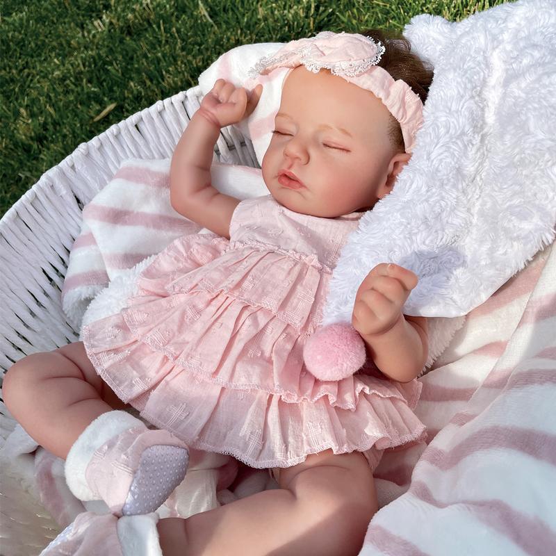 Wooroy Realistic Reborn Baby doll - Birthday Gift, Girl Gift, Kids Gift, Christmas Gift, Big Sister Gift, Lifelike Baby , 20'' Doris Sleeping Soft Weighted Reborn , Handmade Newborn Baby , Gift Toys for All Ages and Occasions.