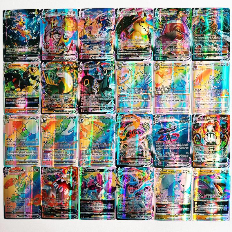 Set of 100 three-dimensional pokemon cards Charizard Pikachu Vmax Japanese flash cards children's toys   Pokemon collection   children's gifts   Christmas gifts