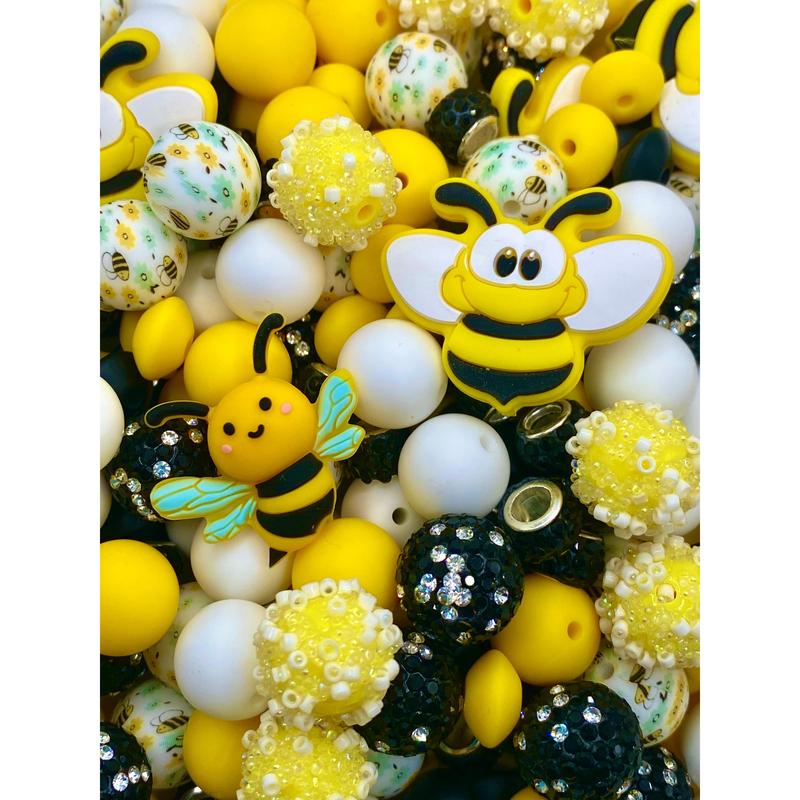 40pcs Bead Bundle 204 | Bee Beads | Bumblebee Beads | Bead Mix | Yellow Beads