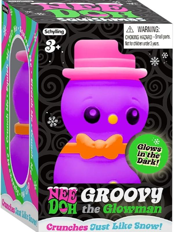 Schylling NeeDoh Squishmas Groovy Glowman - Christmas Fidget Toy - Satisfying Snow-Like Crunch in Assorted Colors - Ages 3 to Adult (Pack of 1)