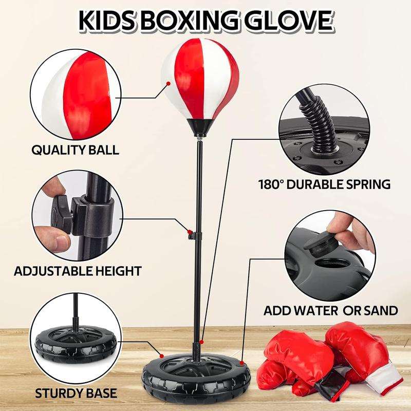 Big Punching Bag for  Included 2 Pack Boxing Gloves, Boxing Toys for Boys, Boxing Bag Sets with Height Adjustable Stand, Gift for Boys & Girls  5,6,7,8,9,10