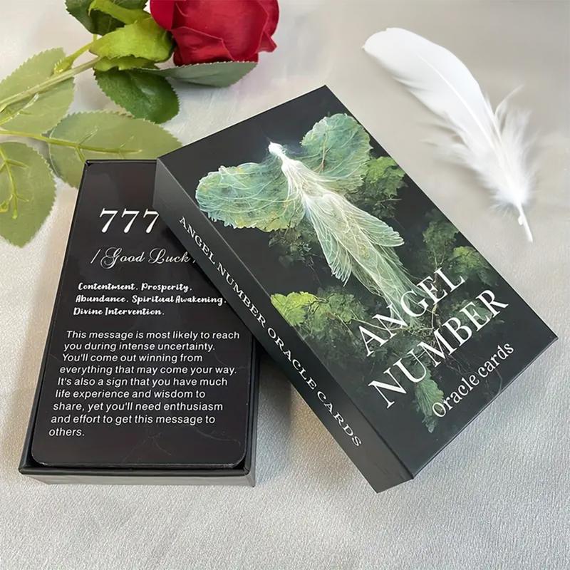 Angel Number Oracle Cards: 56 Oracle Card Deck with angelic messages for your higher self, divination tool for oracle reading, psychic reading, fortune, tarot card deck