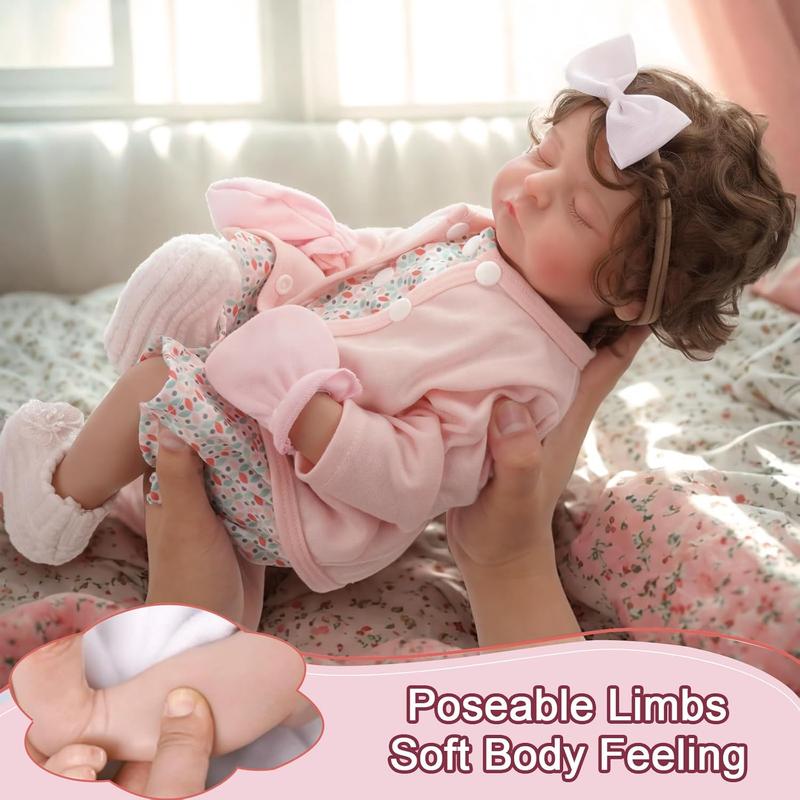 BABESIDE Reborn Baby Dolls Girl - 20 Inch Full Vinyl Body Anatomically Correct - Hand-Rooted Hair Eyes Closed Sleeping Baby - Realistic-Newborn Real Life Baby Dolls with Accessories for Kids Age 3+