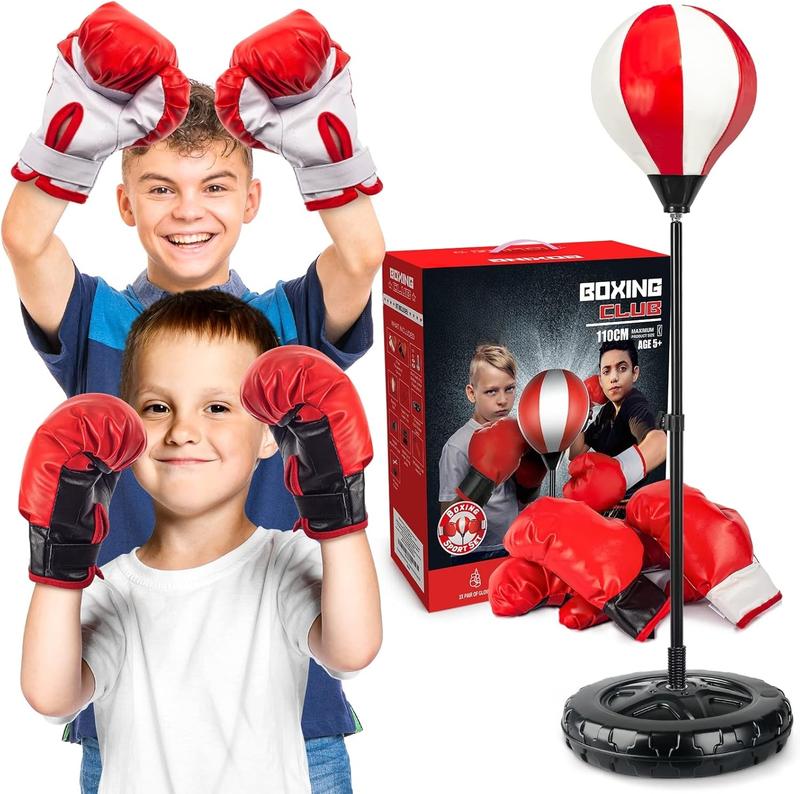 Big Punching Bag for  Included 2 Pack Boxing Gloves, Boxing Toys for Boys, Boxing Bag Sets with Height Adjustable Stand, Gift for Boys & Girls  5,6,7,8,9,10