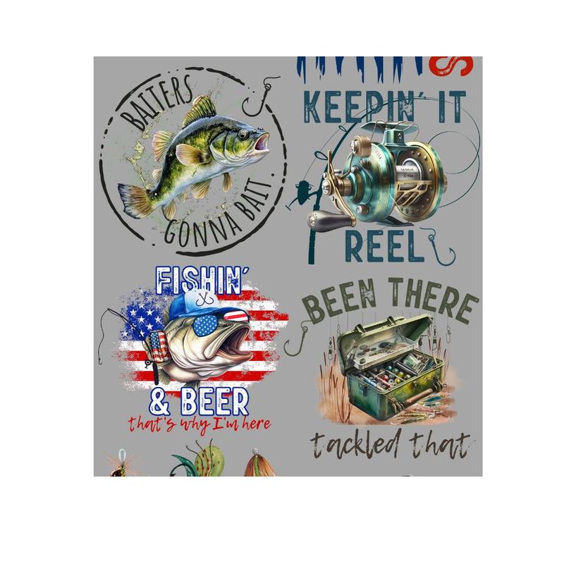 Wishin' I Was Fishin' DTF Transfers Gang Sheet 22” wide x 60” long DIY Direct to Film T Shirt Transfers