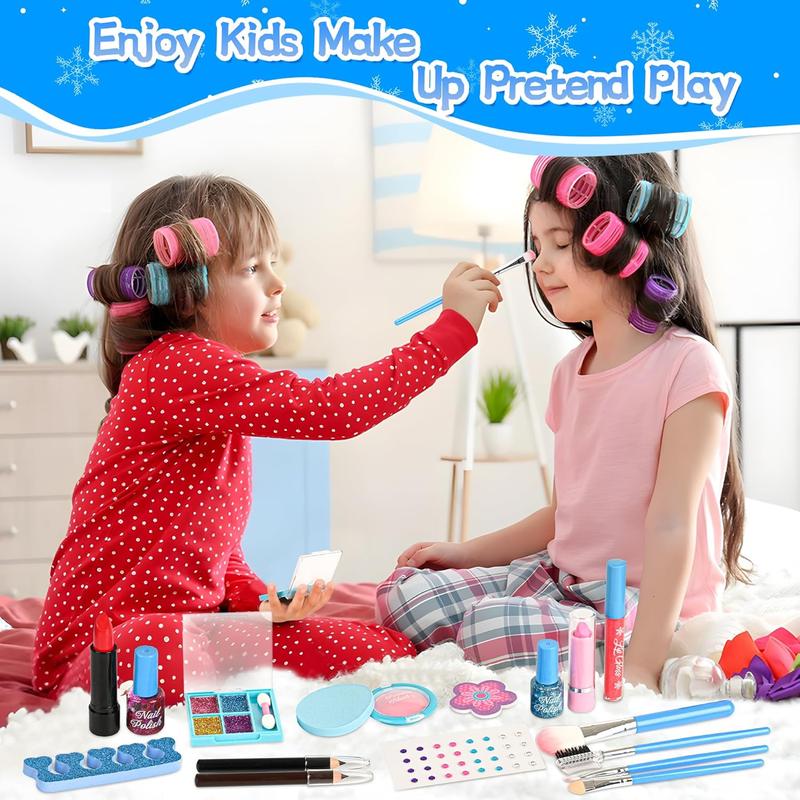 Christmas gift Kids Makeup Kit for Girl - 24 Pcs Real & Washable Kids Makeup Set, Safe & Non-Toxic Pretend Play Set Girls Gift Toys