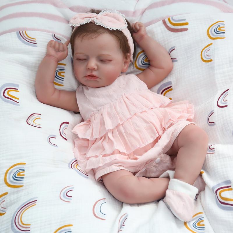 Wooroy Realistic Reborn Baby doll - Birthday Gift, Girl Gift, Kids Gift, Christmas Gift, Big Sister Gift, Lifelike Baby , 20'' Doris Sleeping Soft Weighted Reborn , Handmade Newborn Baby , Gift Toys for All Ages and Occasions.