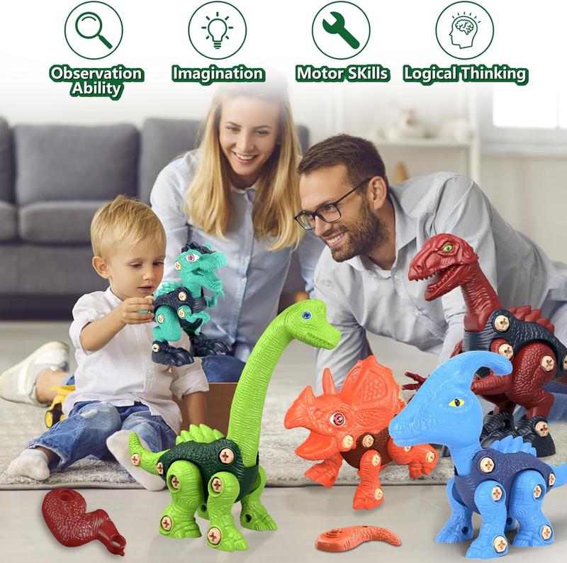 Kids Building Dinosaur Toys - Boys STEM Take Apart Construction Set Educational Dino Kit Play Set Easter Party Favors Christmas Birthday Gifts for Toddler Girls Age 3 4 5 6 7 8 + Year Old