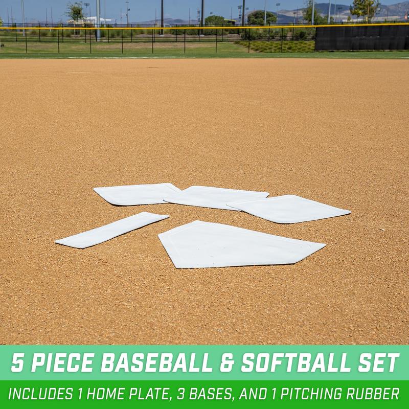 Baseball & Softball 5 Piece Base Set - Rubber Field Bases for Kids & Adults