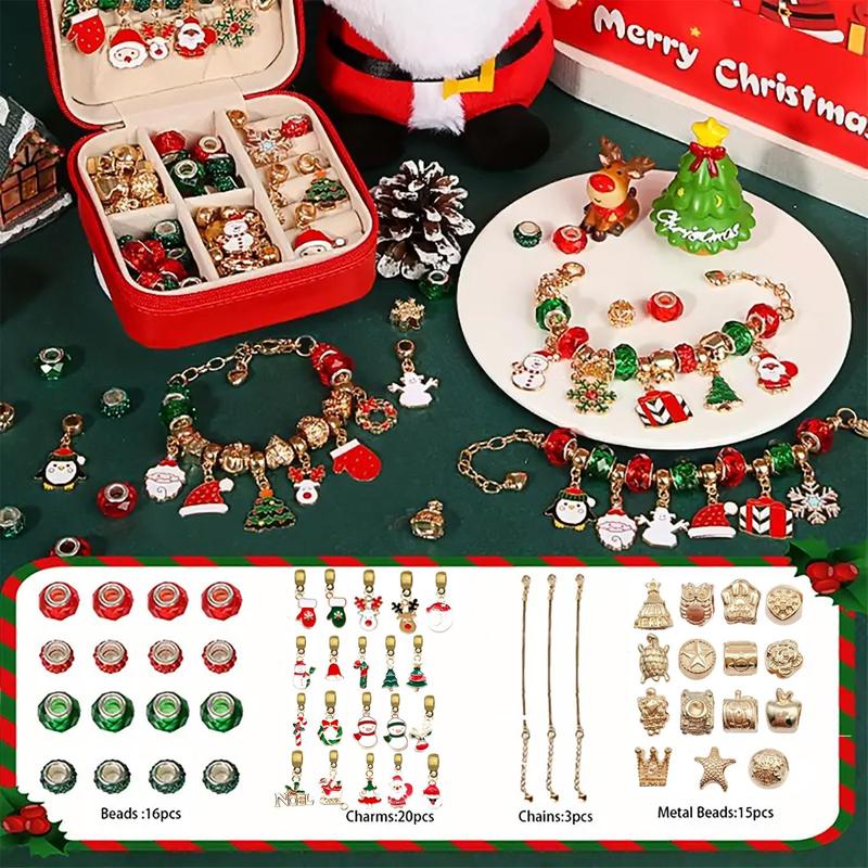 Christmas Themed Jewelry Making Kit, 55pcs set DIY  Chain Bracelet Making Kit, Diy Jewelry Making Supplies for Bracelet, Christmas Gift