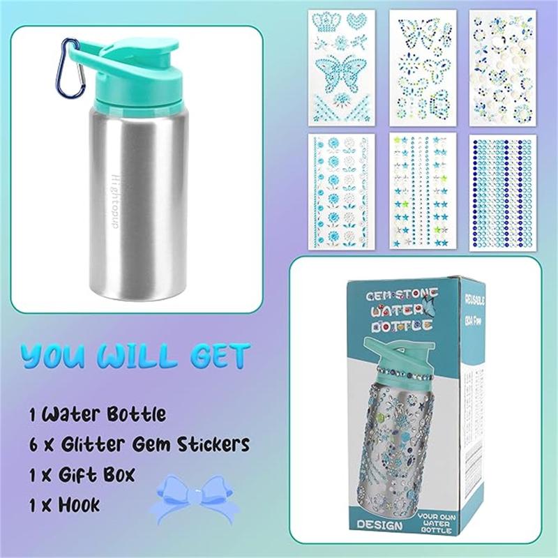 Decorate Your Own Water Bottle Kits for Girls Age 4-6-8-10-12, Water Bottle for Girls, Birthday Gifts for Girls 4-6-8-12, Arts and Crafts Toys Gifts for Girls, Diamond Painting Kits