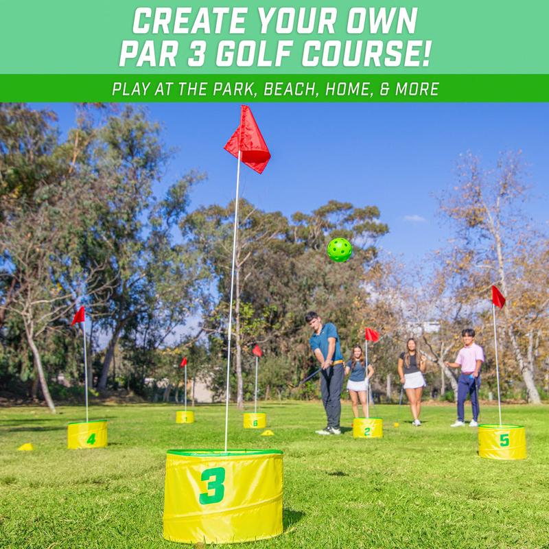 GoSports Yard Links Golf Game with 6 Buckets, Tee Markers and 6 Balls