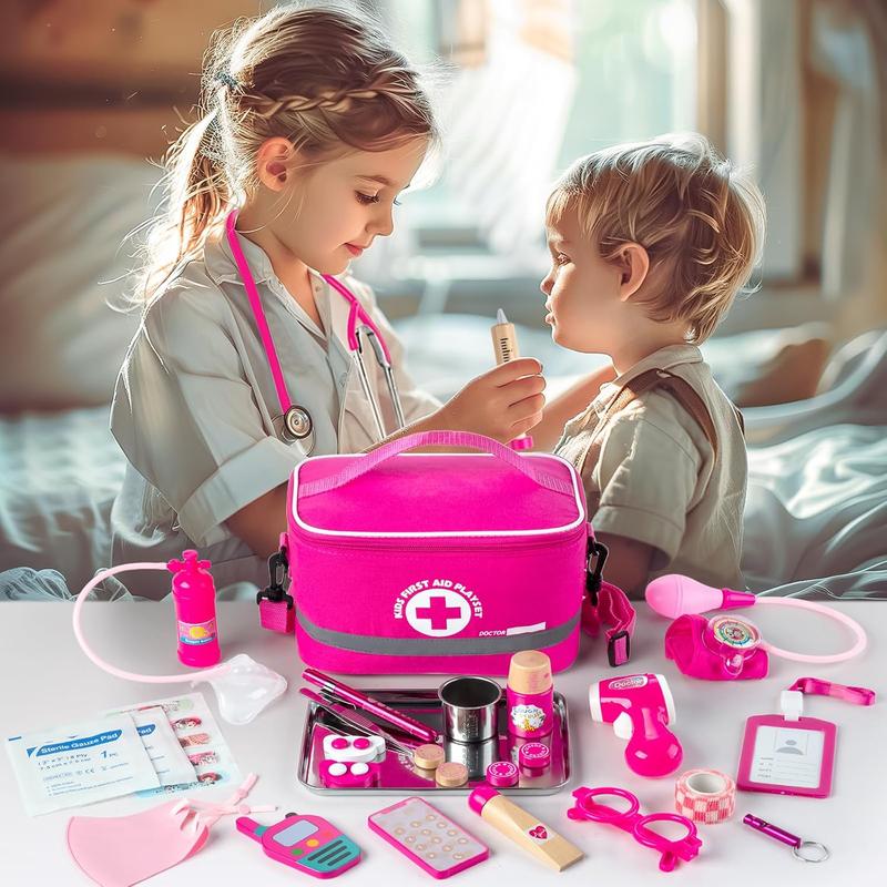 Doctor Kit for Kids Girls, 34 Pcs Kids Doctor Kit for Toddlers 3-5 with Medical Storage Bag &Real Stethoscope, Pretend Play Doctor Set