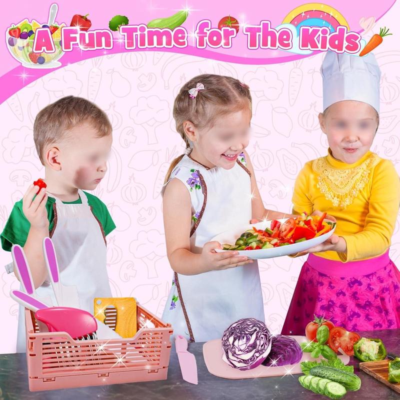 Girls Gifts Kids Knife Set for Real Cooking & Basket,Gifts Toys for 3 4 5 6 7 8 9 10 Year Old Girls Birthday Gifts,Montessori Toys Kitchen Tools for Toddlers Kids Cooking Sets Real,Learning Girls Toys