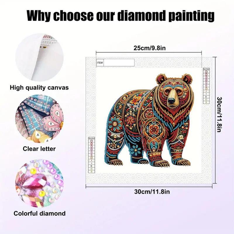 DIY Artificial Rhinestones Arts Painting Kit Without Frame, Cartoon Bear Pattern DIY Painting, Handmade Craft Art Decoration