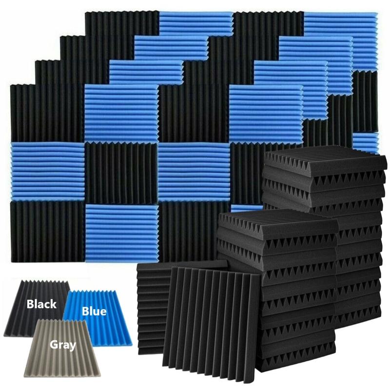 12 24 48 Pack Acoustic Panels 1 X 12 X 12 Inches - Acoustic Foam - High Density- Soundproof Studio Wedges - Soundproofing Wall Tiles - Noise Cancel