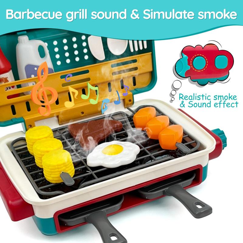 Talgic BBQ Grill Toy Set and Fryer Set for Kids - Color Changing Pretend Play, Little Chef Play, Interactive BBQ Toy Set