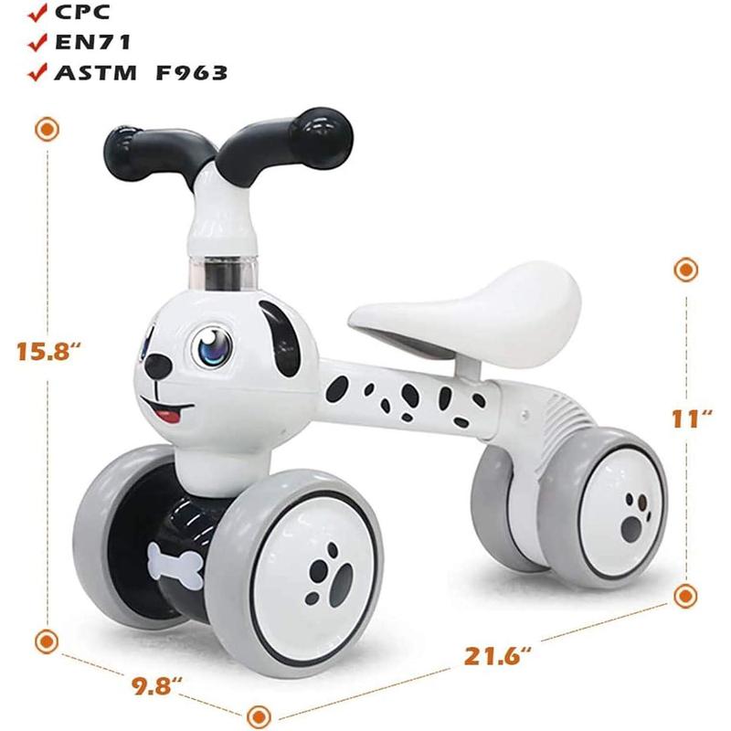 Baby Balance Bike Toys for 1 Year Old, Birthday Gifts for Boys and Girls, Silent Wheels  Non-Pedal Baby Walker Riding Toys for 10-36 Months Toddlers, Kids First Bike Gifts Spotty Dog