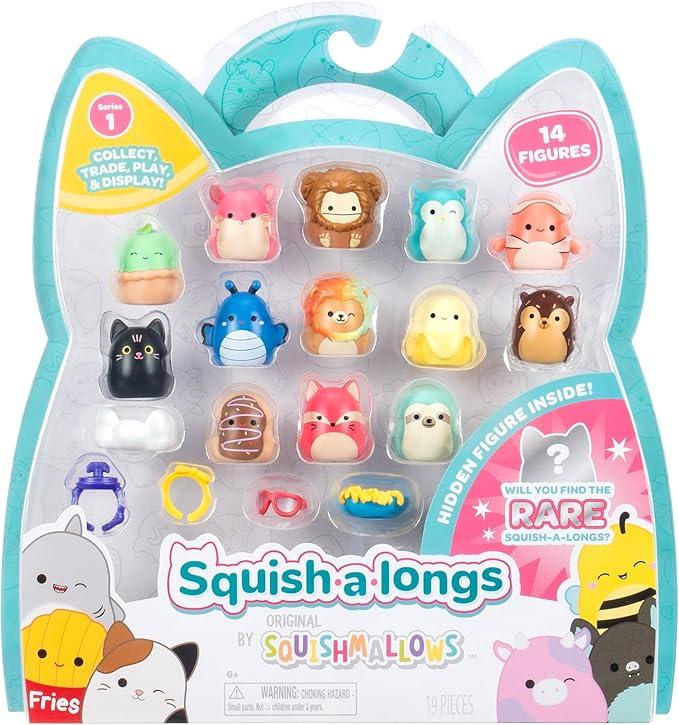 Christmas Gift Mini Squishy Toys Set - Series 1, 14-Pack (1” Squishies) with 4 Accessories, Ring & Collector’s Guide - Collect, Trade & Play