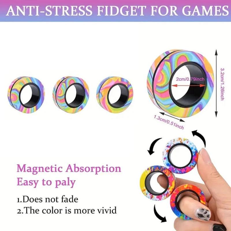 Magnetic Ring Fingertip Toy, 3 Counts set Stress Relief Finger Magnet Toy, Finger Magnet Toy for Party, Birthday Gift Ideas, Festive & Party Supplies