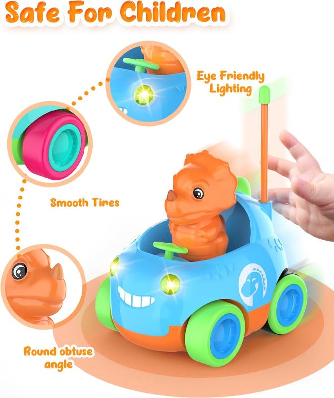 Christmas gift Toddler Remote Control Car with LED Lights & Music, Two Cartoon RC Cars for Kids - 4WD Power, 360° Rotation, Great Birthday Gift for Boys & Girls