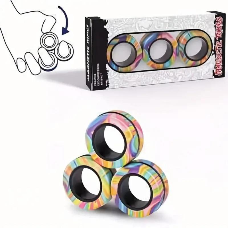 Magnetic Ring Fingertip Toy, 3 Counts set Stress Relief Finger Magnet Toy, Finger Magnet Toy for Party, Birthday Gift Ideas, Festive & Party Supplies