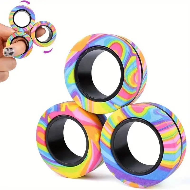 Magnetic Ring Fingertip Toy, 3 Counts set Stress Relief Finger Magnet Toy, Finger Magnet Toy for Party, Birthday Gift Ideas, Festive & Party Supplies