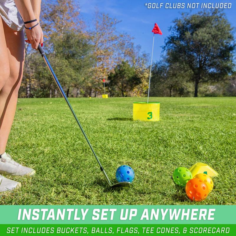 GoSports Yard Links Golf Game with 6 Buckets, Tee Markers and 6 Balls