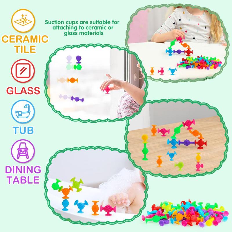 Random Color Suction Cup Building Blocks, 40pcs set Soft Silicone Mini Suction Cup Toy, Stress Relief Toy for Boys & Girls