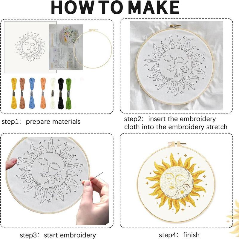 Embroidery Kit (4 Counts set), Including Embroidery Cloth, Embroidery Hoop, Thread and Needle, DIY Cross Stitch Embroidery Set for Beginner, Home Ideals 2024