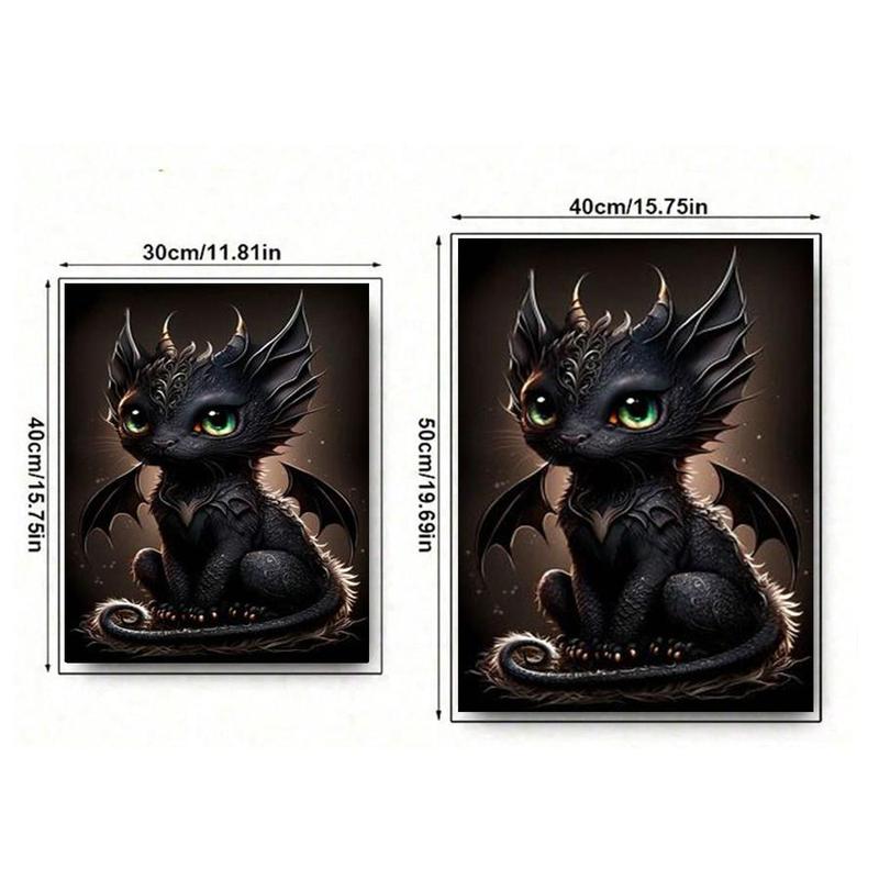 Gothic Darkness Dragon Pattern DIY Diamond Arts Colorful Painting Kit without Frame, DIY 5D Diamond Arts Colorful Painting Kit, Wall Art Decor for Home