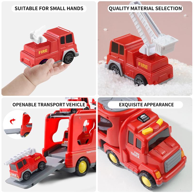 5-in-1 Container Truck Toy - Includes Four Different Mini Cars with Realistic Details and High-Quality Design, Perfect for Creative Play