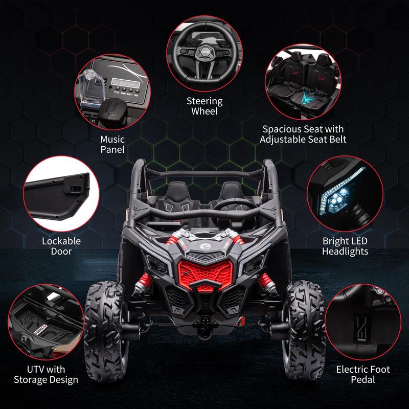 GARVEE 2-Seater Can-Am Ride-On UTV: 4WD, Remote Control, 2x24V Batteries, 4x200W Motors, 23