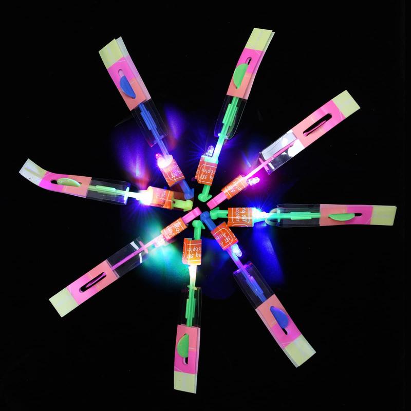 25 Sets LED Flying Set, 25 Slingshot+25 Glow Helicopter-50 Count, Flying Toy Outdoor Toys Glow in The Dark Party Supplies Party Favors for Kids 8-12,4-8