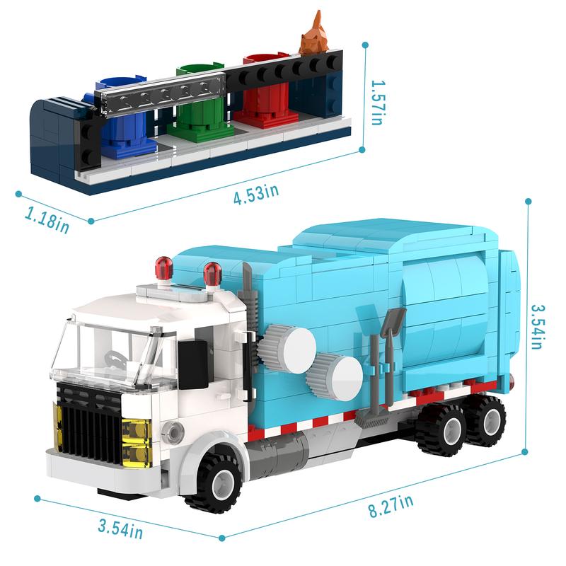 Tenhorses Garbage Truck Building Sets, Recycling Truck Building Kit with 4 Sorting Bins and Tipping Platform, Movable Trash Truck Toys Idea Educational Gift for Boys Girls 6+ Year Old (432Pcs)