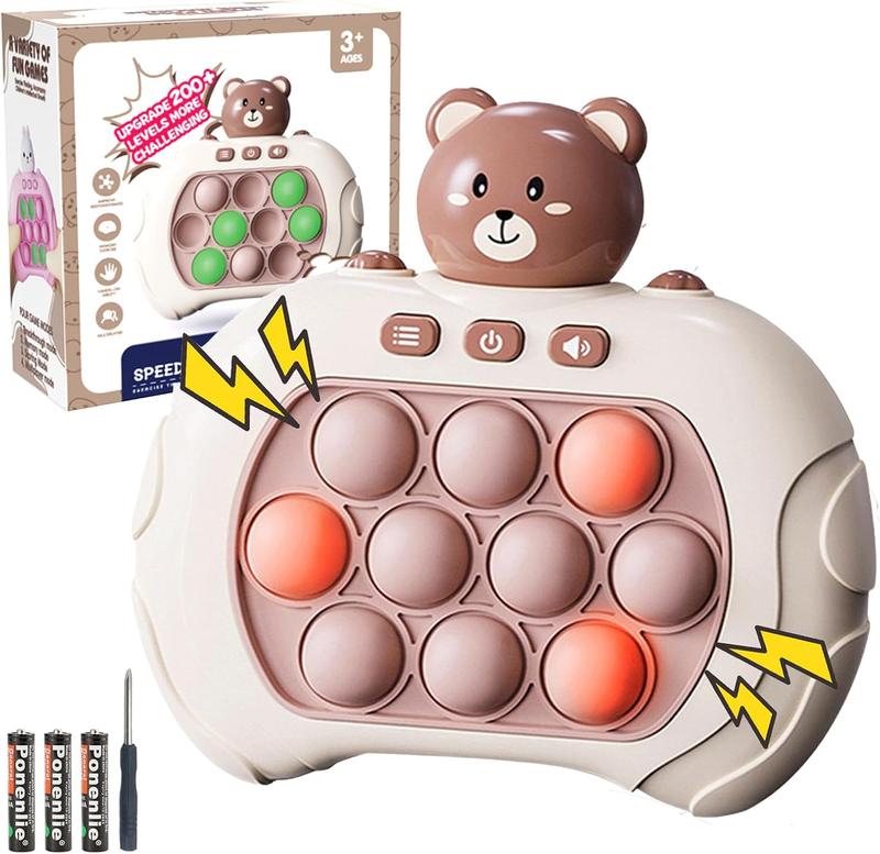 Fast Push Game,Sensory Toys Pop Game Machine,Handheld Fidget Console for Kids Adults, Birthday Gifts for Boys Girls Teens-Bear