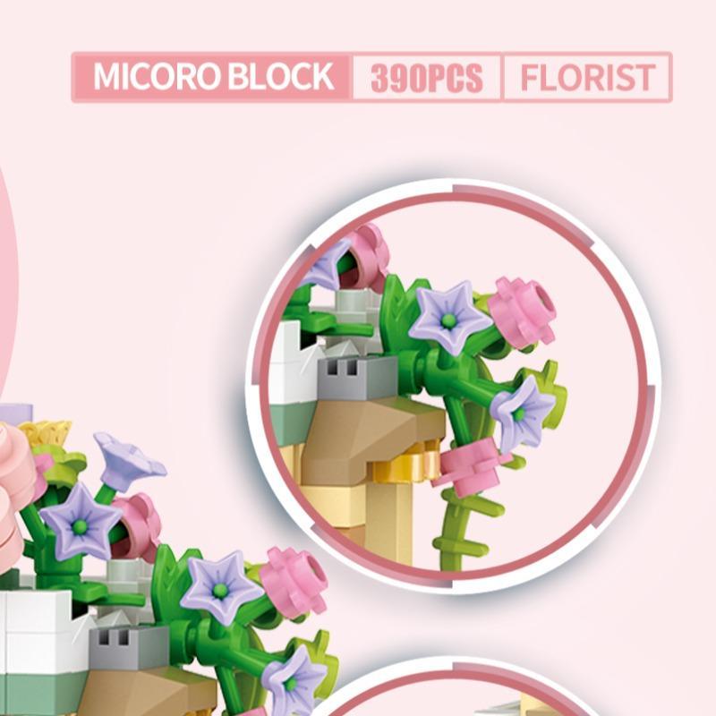 Flower Shop Design Building Block Toy (390pcs set), Micro Block Building Toy, Miniature Model Building Blocks, Creative Building Blocks for Teenagers & Adult