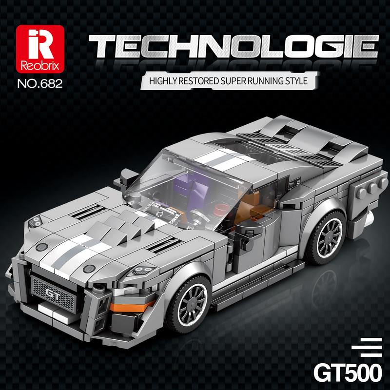 Reobrix GT500 Supercar Building Set, Super Race Vehicles Building Toy Birthday Gifts for Kid Aged 6+. (476PCS)