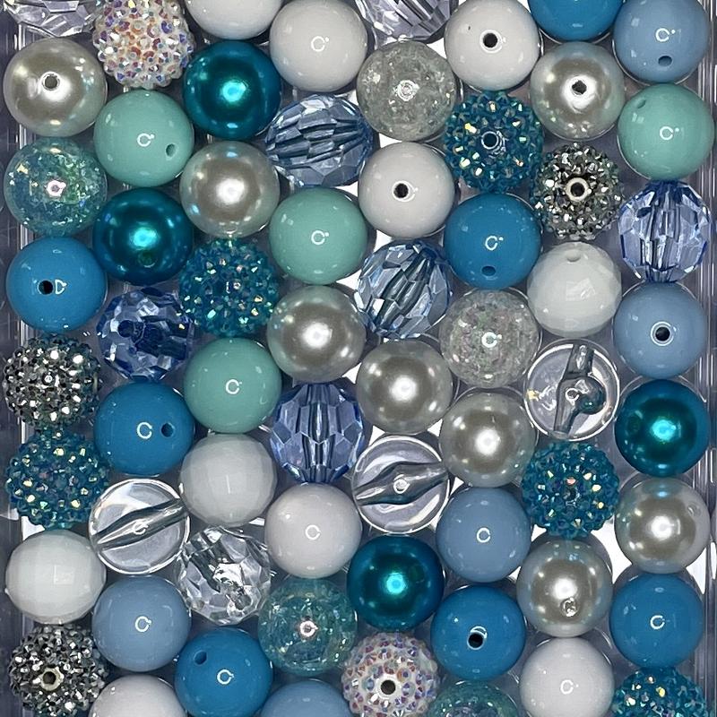 Baby Blue Mix - 20mm Bubble Gum Bead Mixes, Chunky Bead Mixes