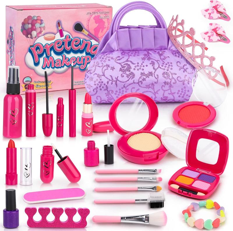 Christmas gift  Pretend Makeup for Toddlers - BTEC Fake Makeup Set for Kids,Play Makeup Kit for Little Girls,with Princess Purse (24 Pack)