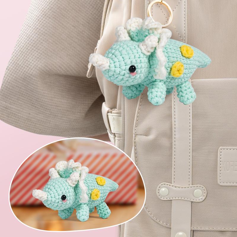 MeWaii Crochet Kit for Beginners, Complete DIY Crochet Kit Triceratops Animals with 40%+ Pre-Started Tape Yarn Step-by-Step Video Tutorials, Birthday Gifts Halloween Christmas Gift for Girls Boys