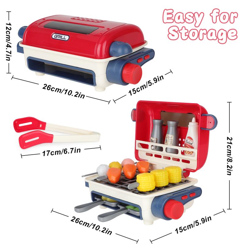 Cooking Toy Set, Kitchen Toy Set, Toy BBQ Grill Set, Little Chef Play, Grill Playset Interactive BBQ Toy Set