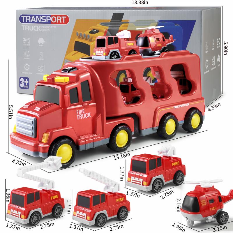 5-in-1 Container Truck Toy - Includes Four Different Mini Cars with Realistic Details and High-Quality Design, Perfect for Creative Play