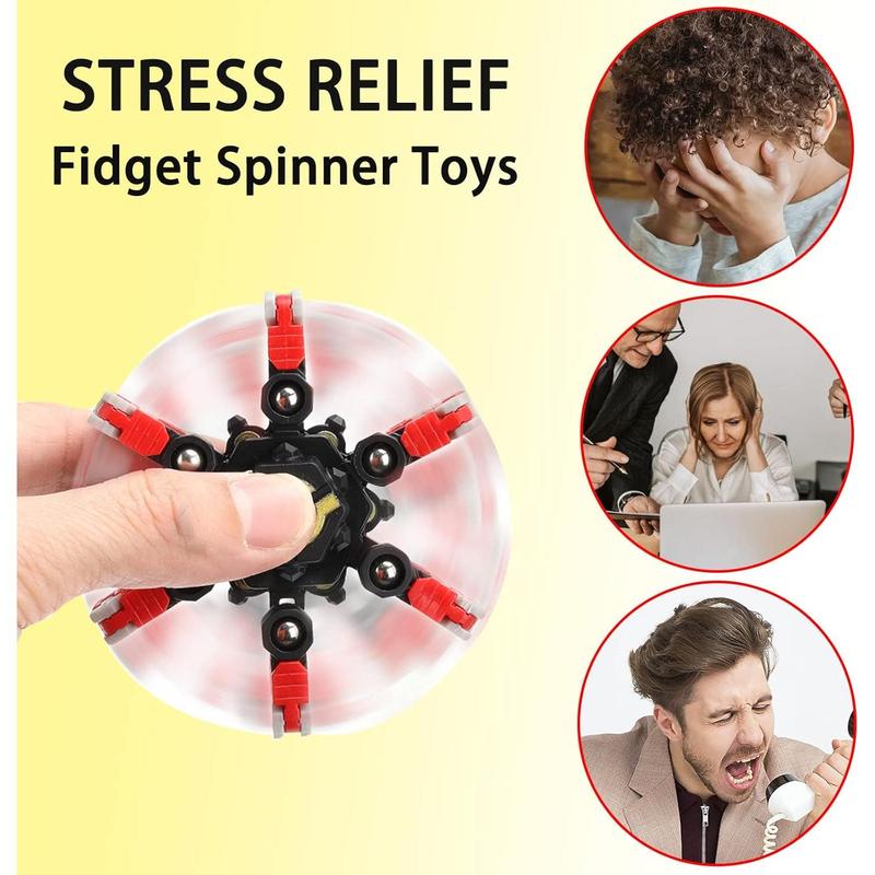 4 Pack Transformable Fidget Spinner Fidget Toys Set, Fidget Spinner Transformable,Sensory Fidget Toys   and Anti  Toys for  and Adults Gift for Christmas Birthday Party Favor