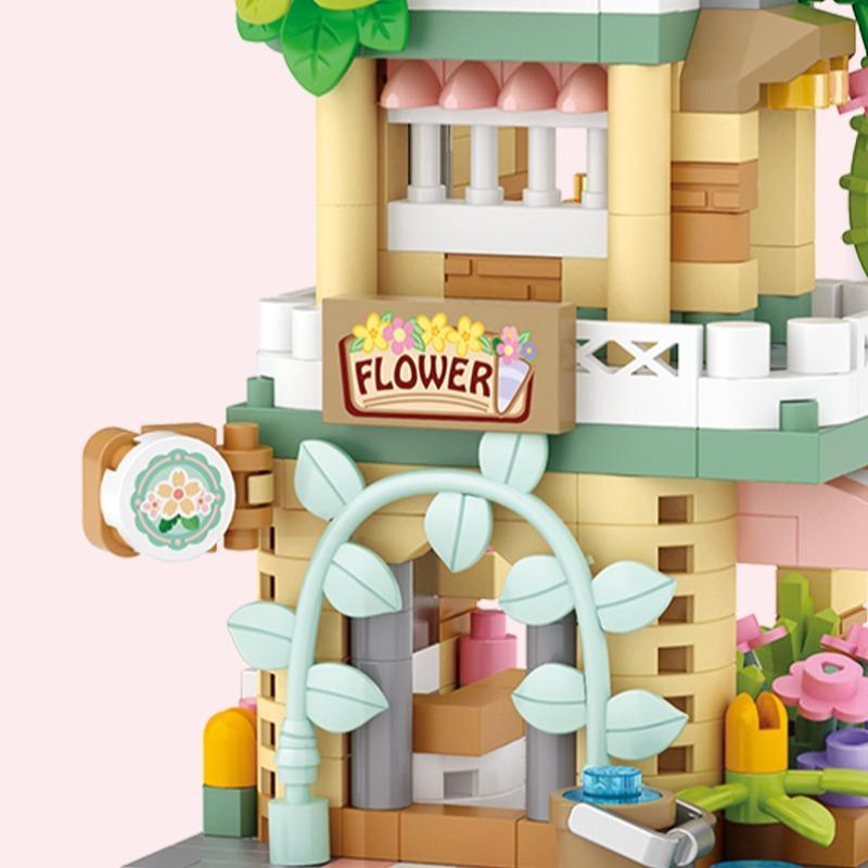 Flower Shop Design Building Block Toy (390pcs set), Micro Block Building Toy, Miniature Model Building Blocks, Creative Building Blocks for Teenagers & Adult