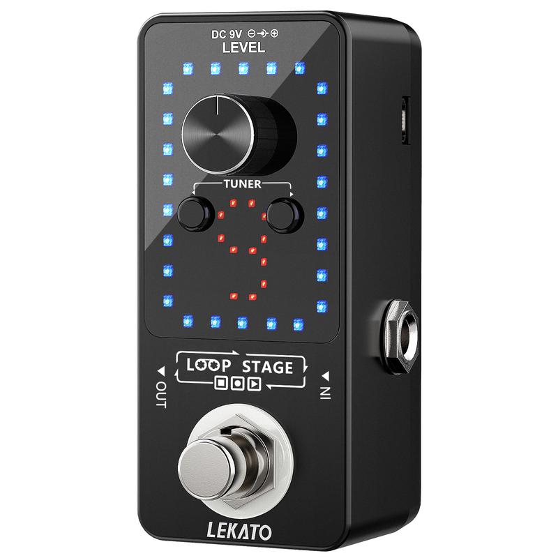 LEKATO Looper Guitar Pedal, Guitar Loop Pedal Tuner Pedal, 9 Loops 40 Minutes Record Time Unlimited Overdubs, for Electric Guitar Bass