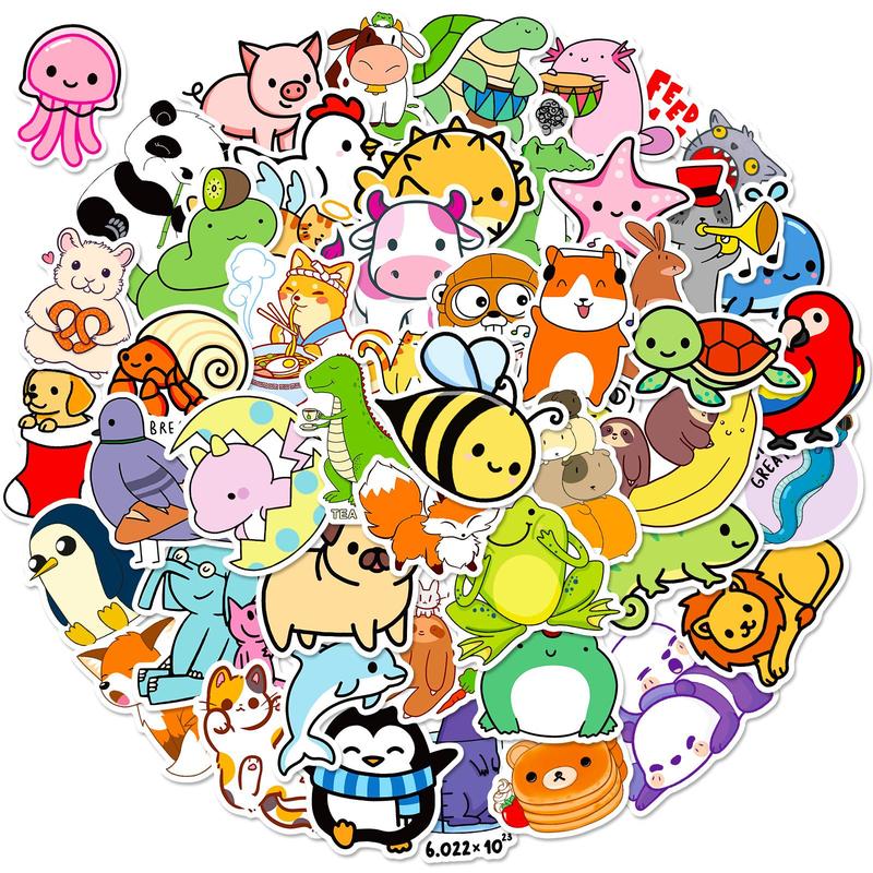 50pcs Cartoon Animal Series Sticker, Cute Multi-purpose Sticker For DIY Craft, Decoration, Hand Account